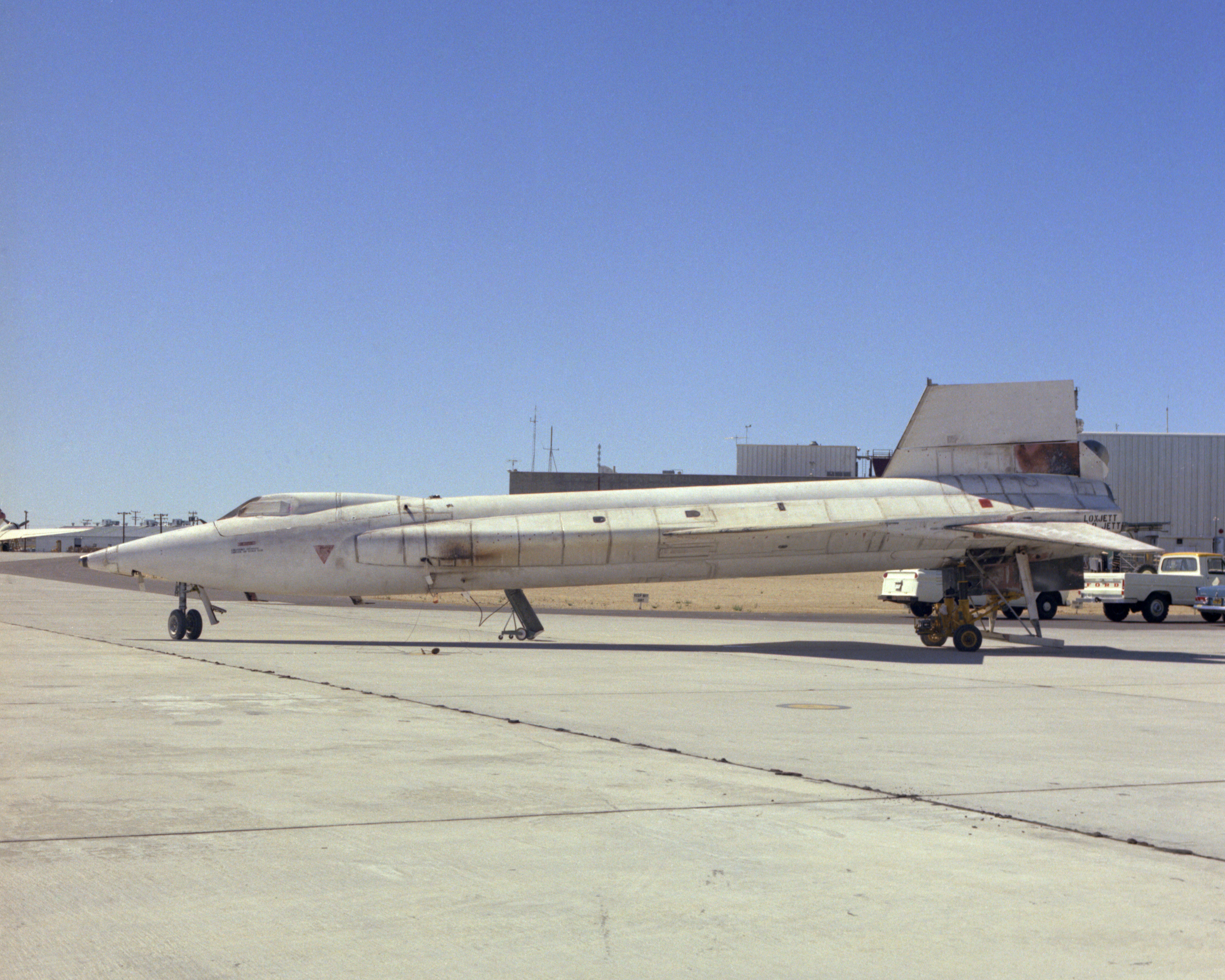 Post-flight view of X-15A-2 showing heat damage after Pete Knight’s Mach 6.7 flight.